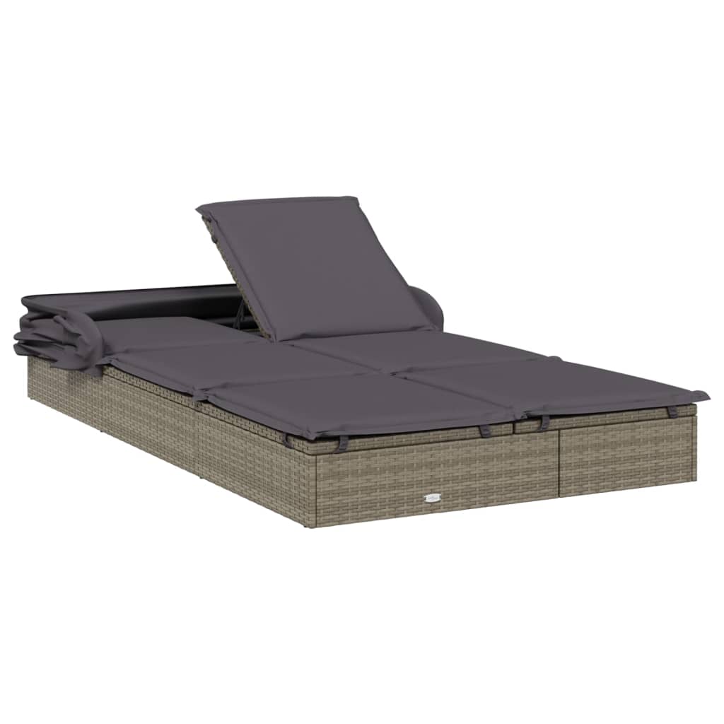 Ležaj za sunčanje za 2 osobe sivi 213 x 118 x 97 cm poliratan