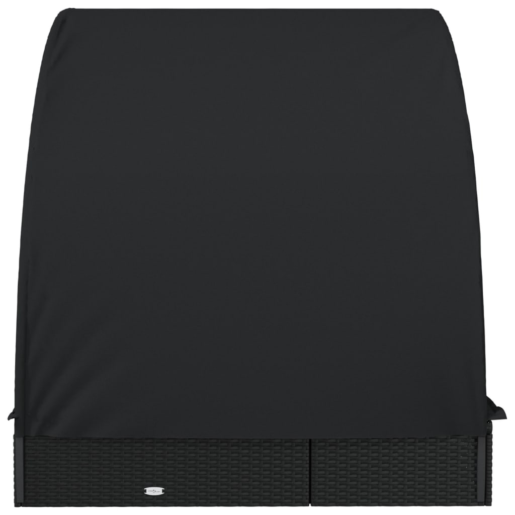 Ležaj za sunčanje za 2 osobe crni 211 x 112 x 140 cm poliratan