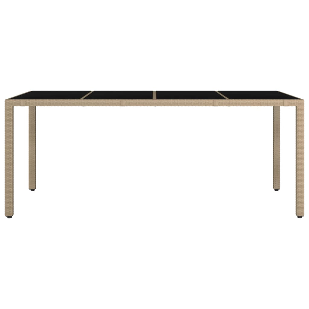 Vrtni stol sa staklenom pločom bež poliratan i kaljeno staklo
