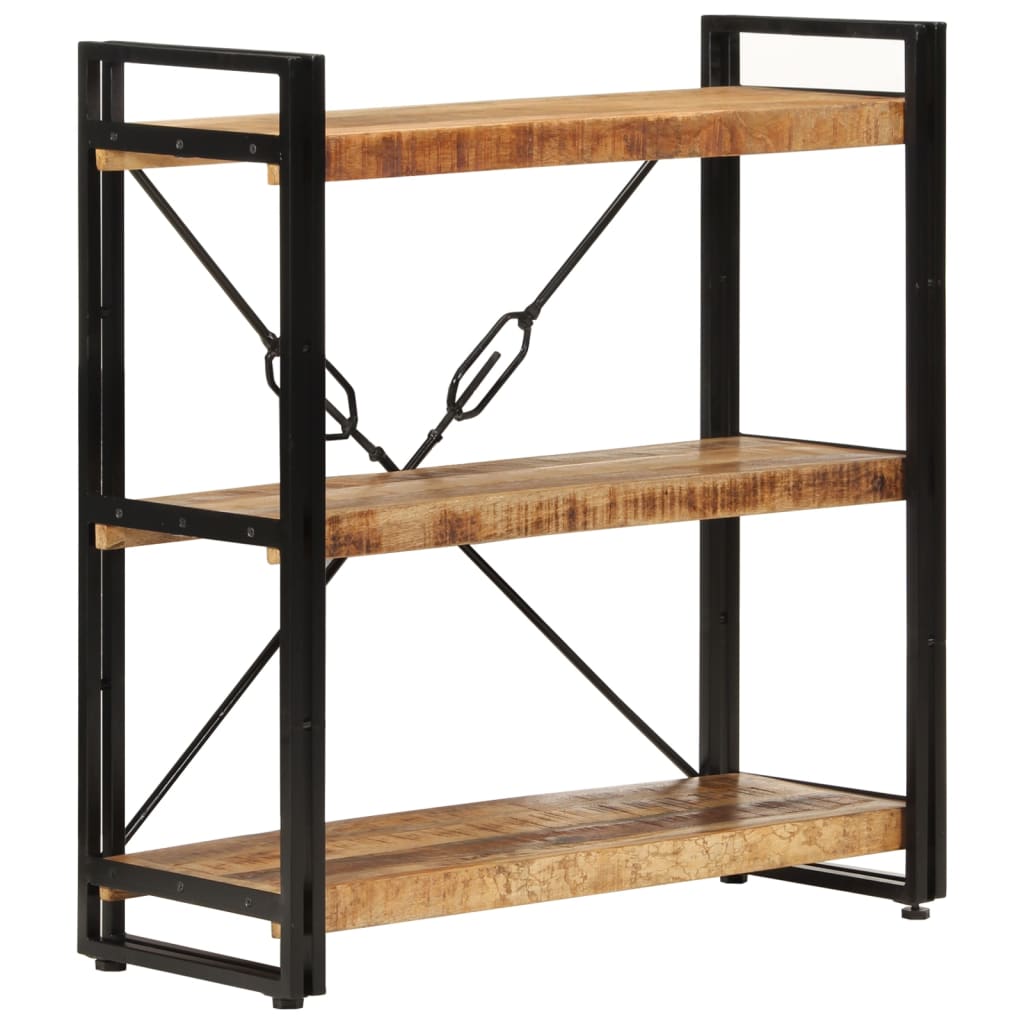 Regal za knjige s 3 razine 77x30x80 cm od drva manga i željeza
