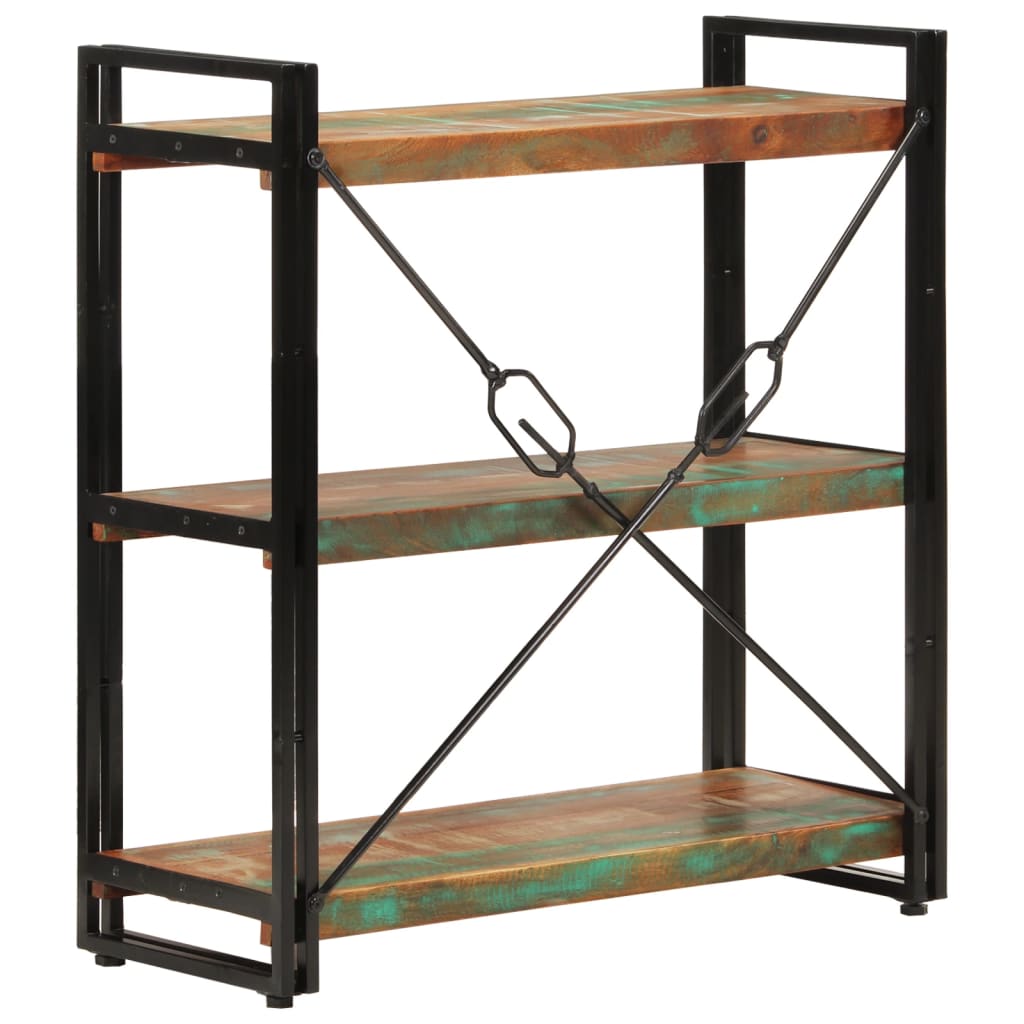 Regal za knjige s 3 razine 77x30x80cm obnovljeno drvo i željezo