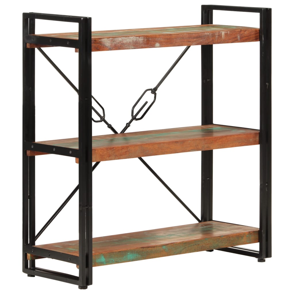 Regal za knjige s 3 razine 77x30x80cm obnovljeno drvo i željezo