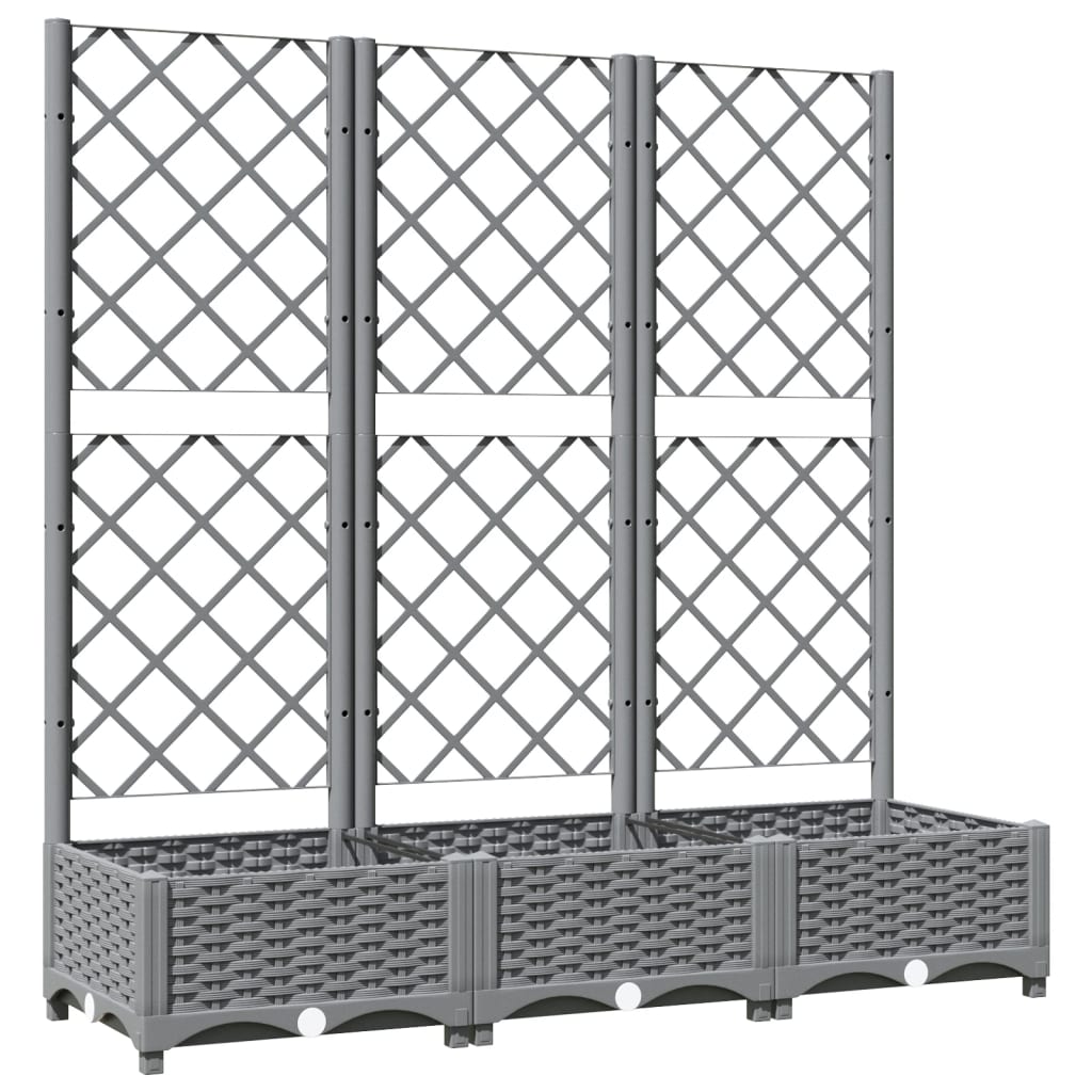Vrtna sadilica s rešetkom svjetlosiva 120 x 40 x 121,5 cm PP