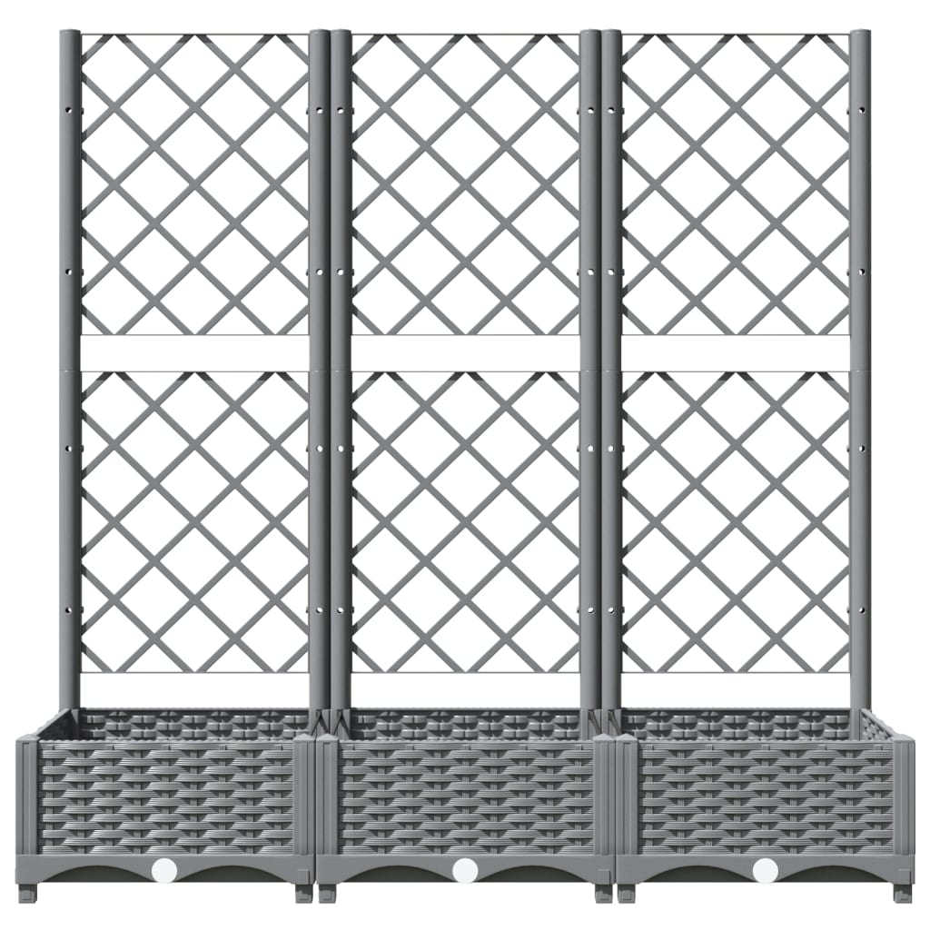 Vrtna sadilica s rešetkom svjetlosiva 120 x 40 x 121,5 cm PP