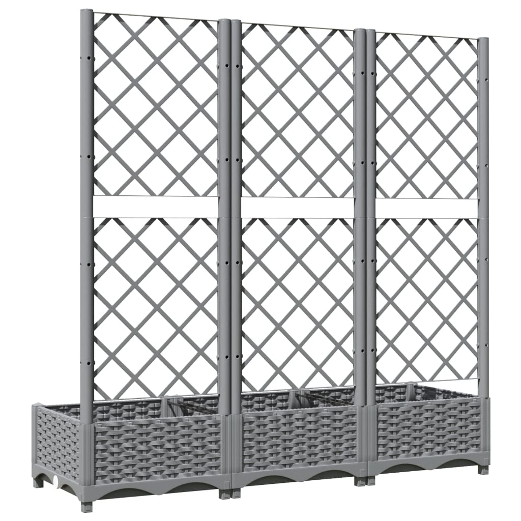 Vrtna sadilica s rešetkom svjetlosiva 120 x 40 x 121,5 cm PP