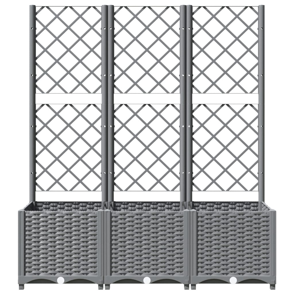 Vrtna sadilica s rešetkom svjetlosiva 120 x 40 x 136 cm PP