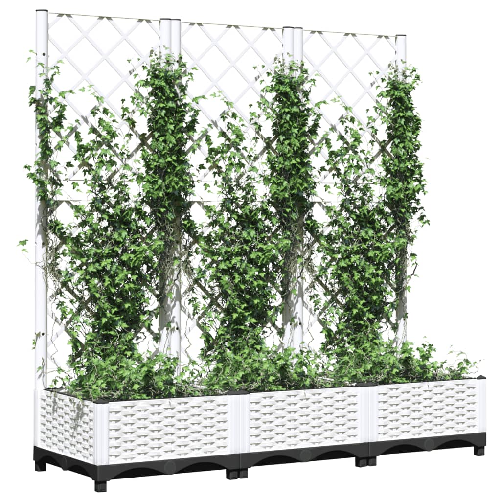 Vrtna žardinjera s rešetkom bijela 120x40x121,5 cm PP