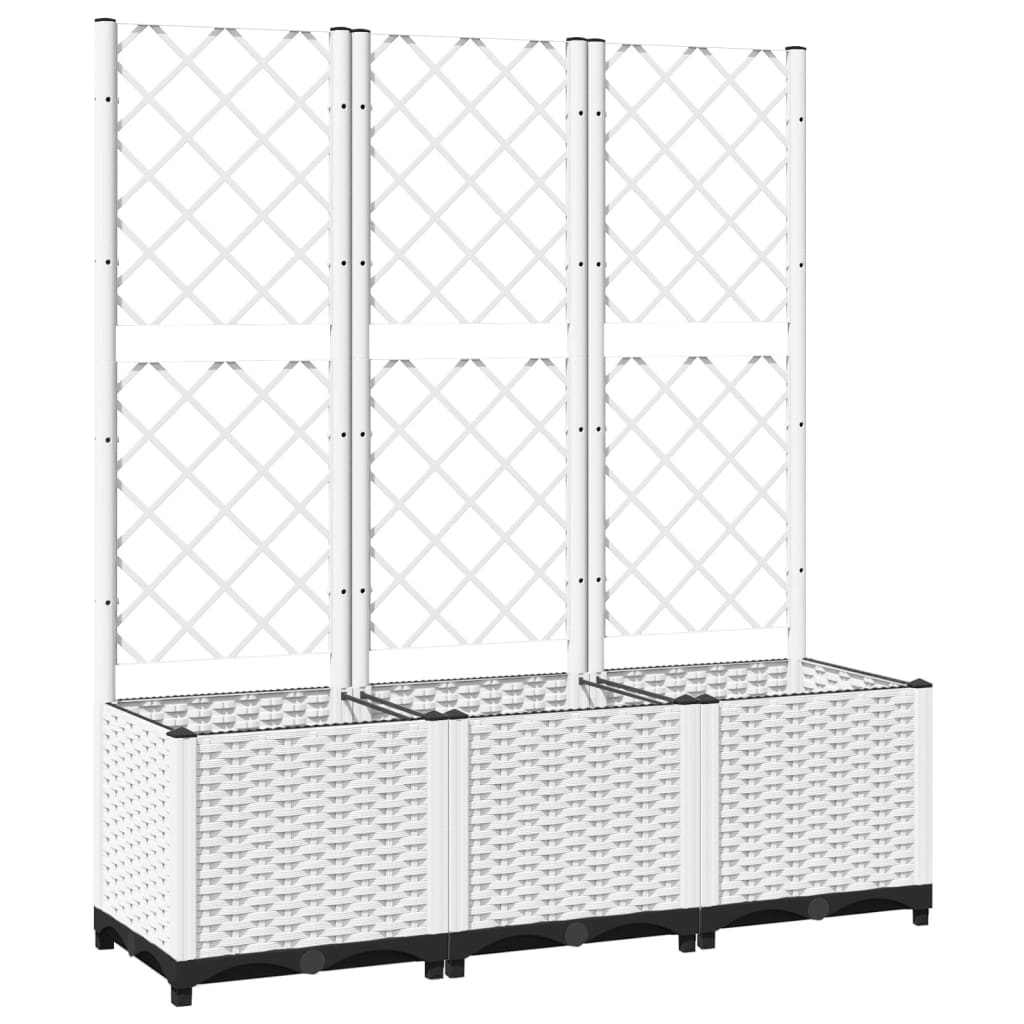 Vrtna sadilica s rešetkom bijela 120 x 40 x 136 cm PP