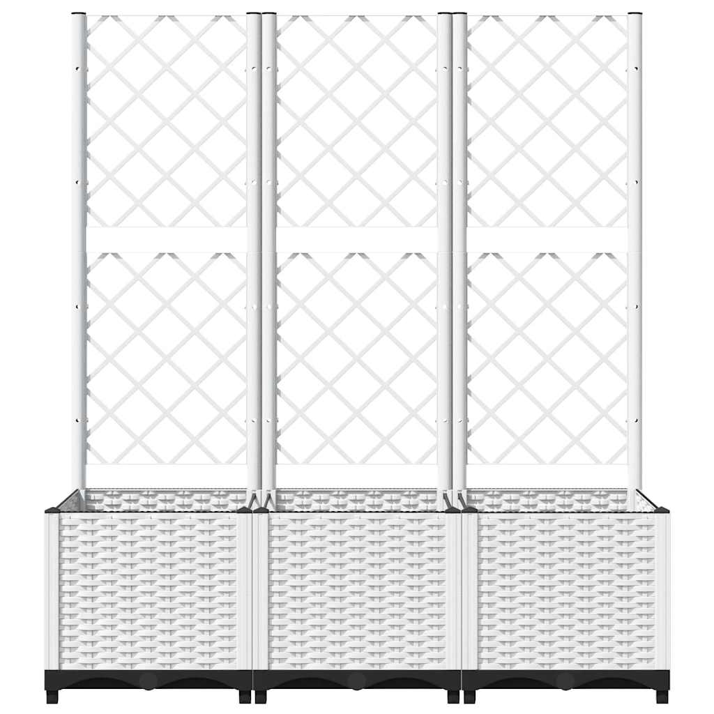 Vrtna sadilica s rešetkom bijela 120 x 40 x 136 cm PP