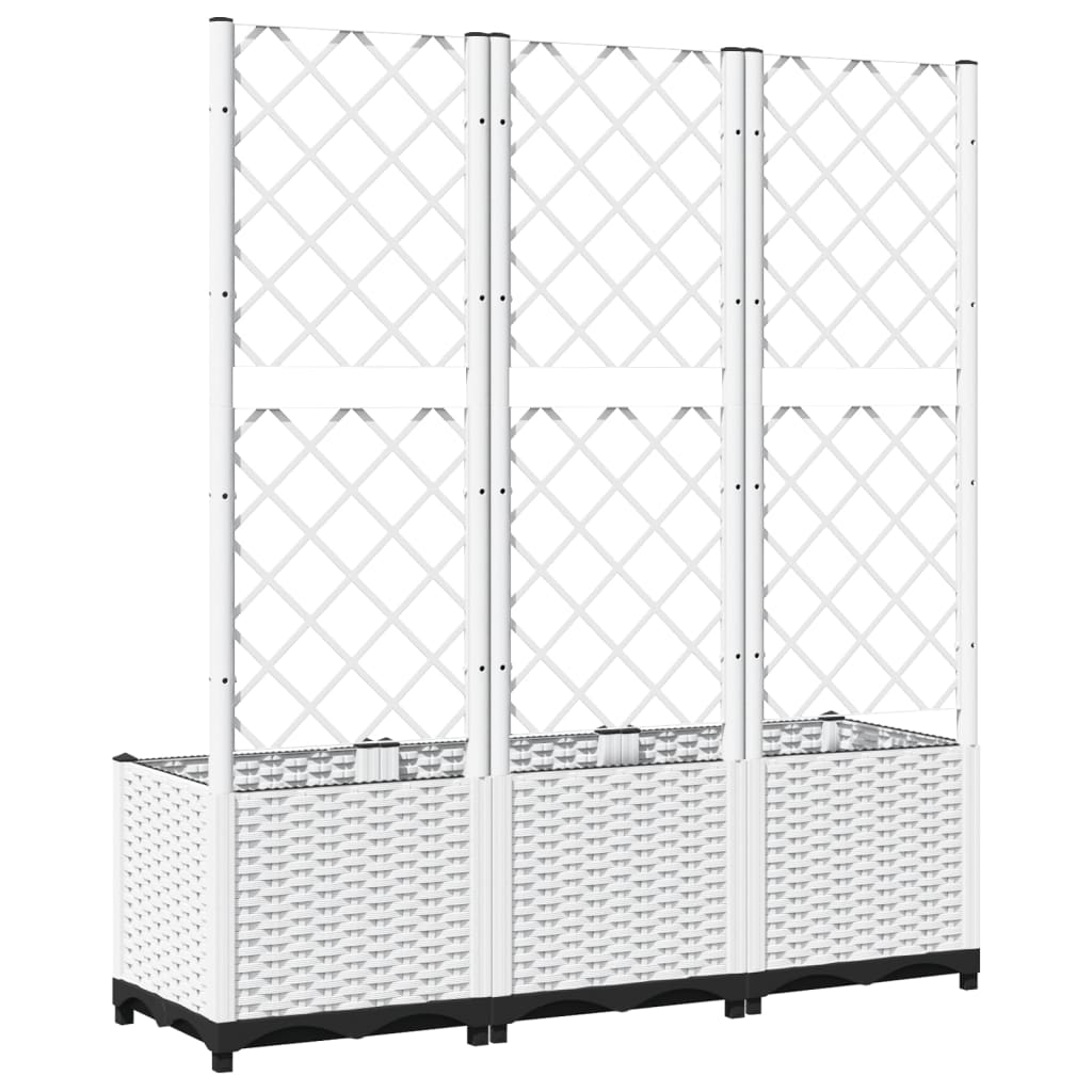 Vrtna sadilica s rešetkom bijela 120 x 40 x 136 cm PP