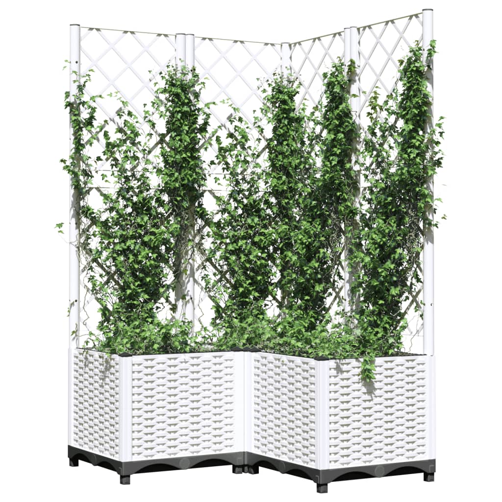 Vrtna sadilica s rešetkom bijela 80 x 80 x 136 cm PP