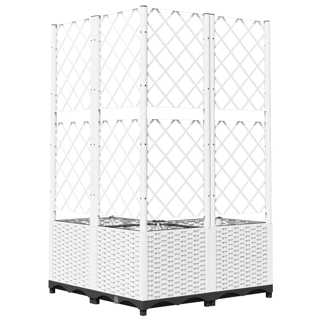Vrtna sadilica s rešetkom bijela 80 x 80 x 136 cm PP