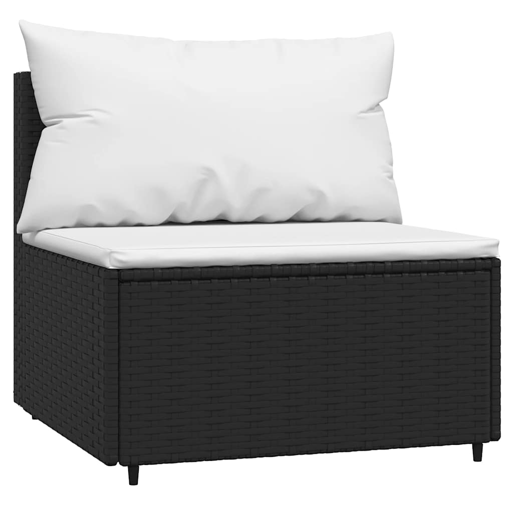 4-dijelna vrtna garnitura od poliratana s jastucima crna