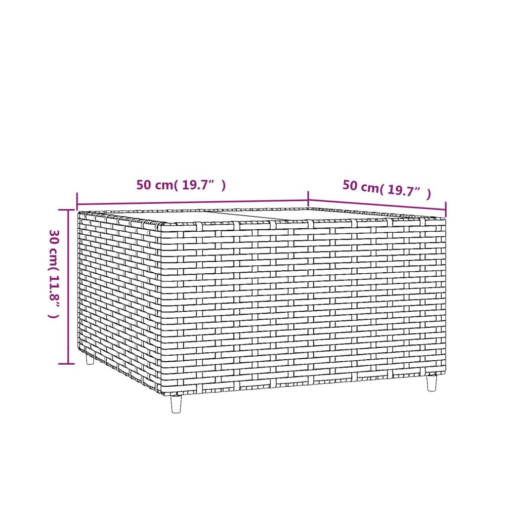 Četvrtasti vrtni stolić za kavu smeđi 50 x 50 x 30 cm poliratan