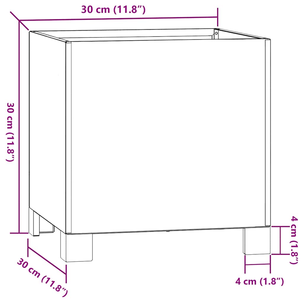 Sadilica s nogama boja hrđe 30 x 30 x 30 cm od čelika COR-TEN