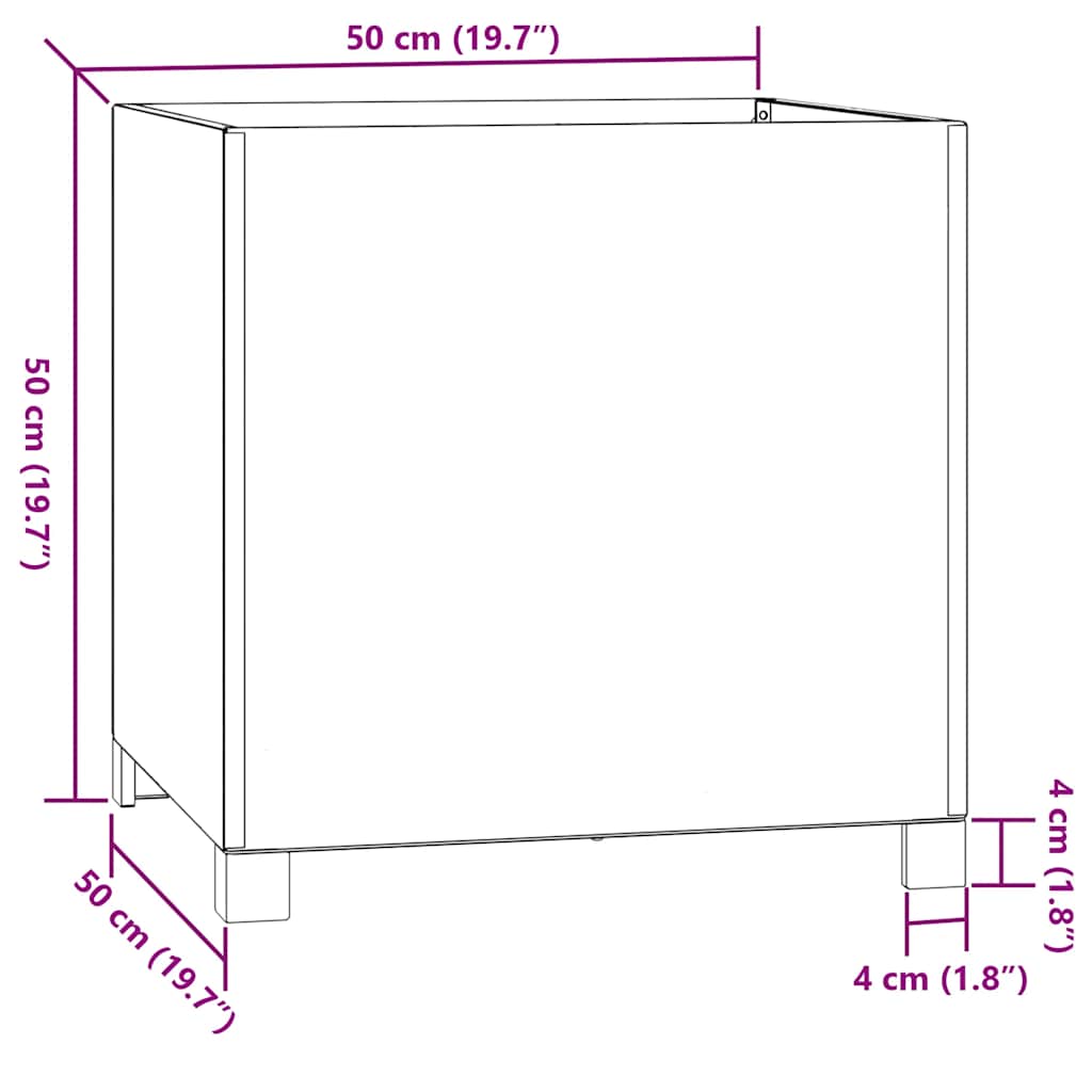 Sadilice s nogama 2 kom boja hrđe 50x50x50 cm od čelika COR-TEN