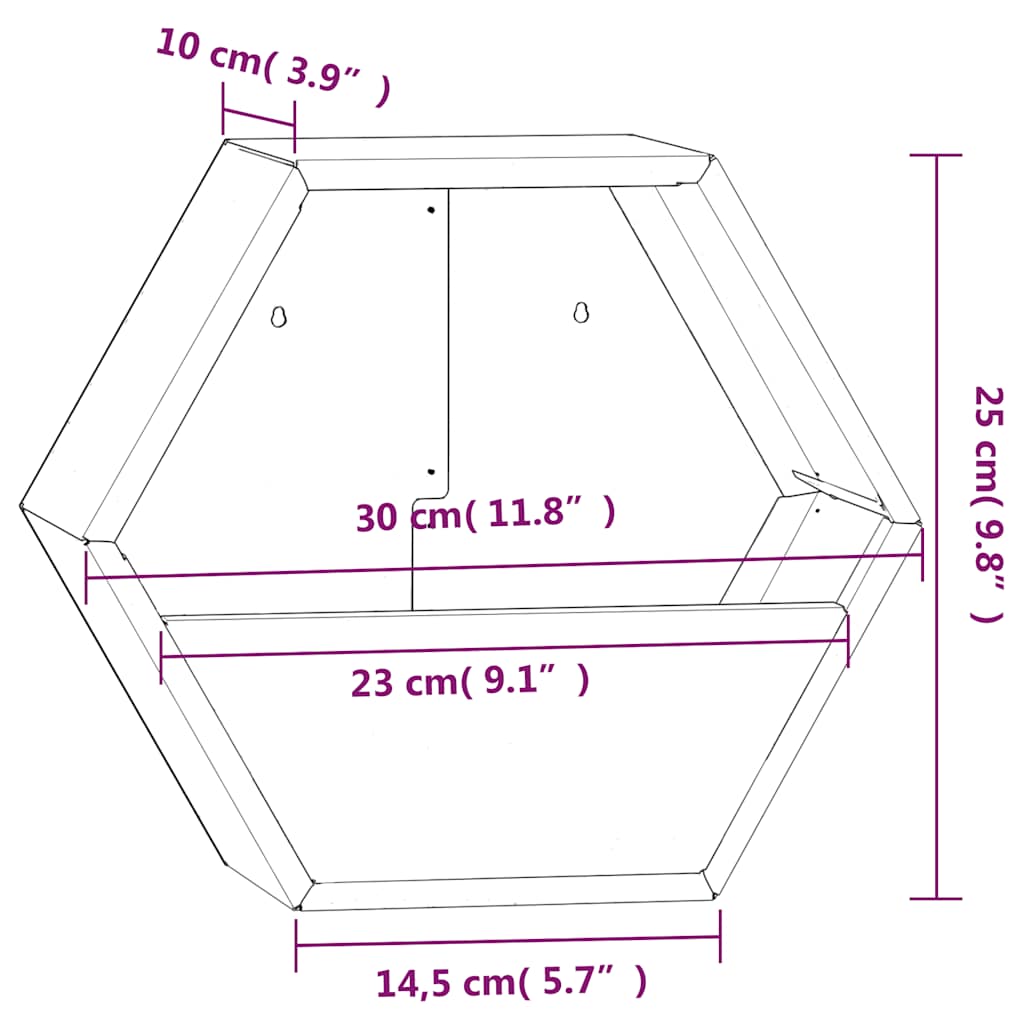 Zidne sadilice 2 kom boja hrđe od čelika COR-TEN 30x10x25 cm