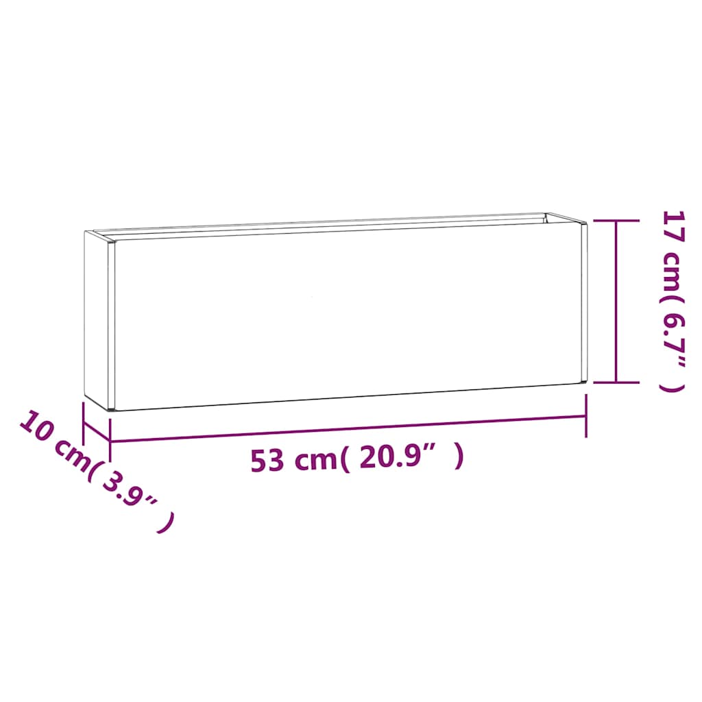 Zidne sadilice 2 kom boja hrđe od čelika COR-TEN 53x10x17 cm
