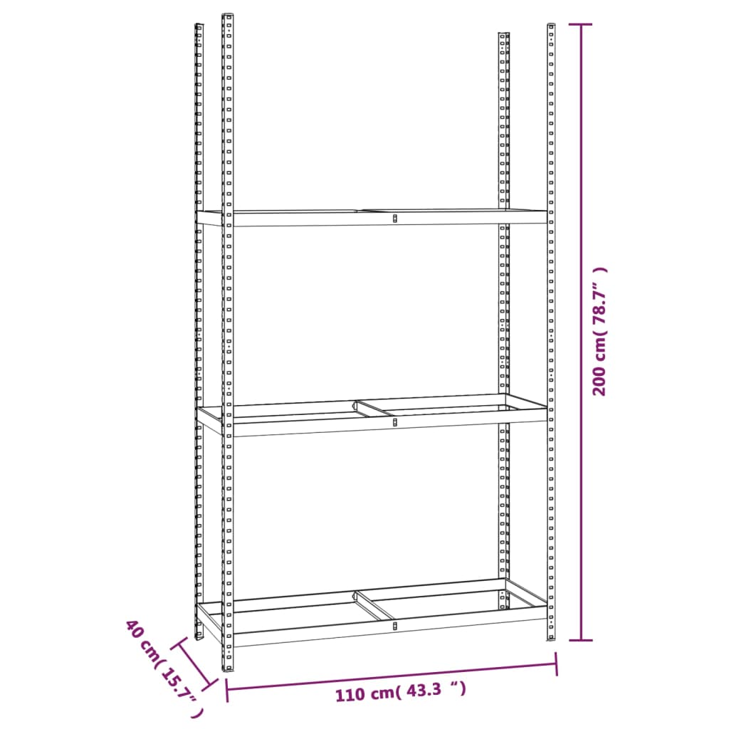 Stalci za gume s 3 razine 3 kom srebrni 110x40x200 cm čelični