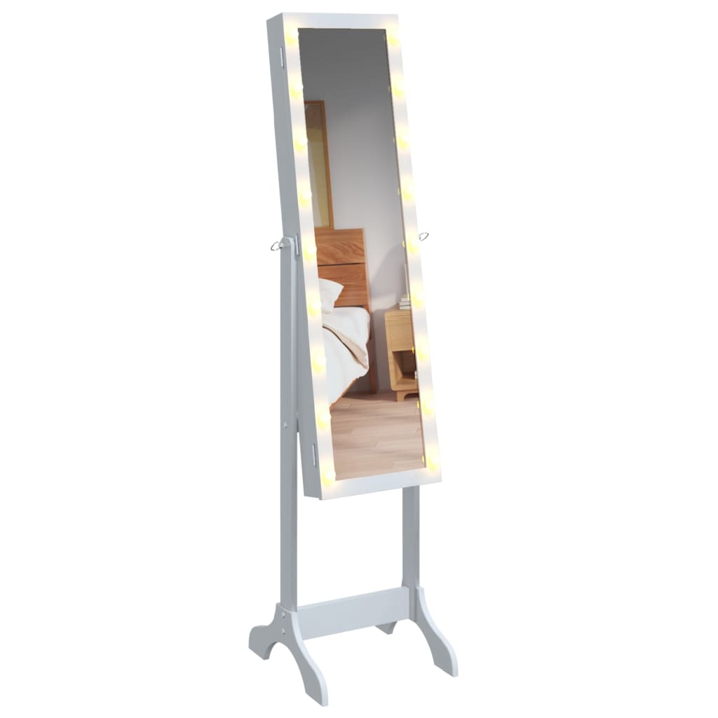 Samostojeće ogledalo s LED svjetlima bijelo 34 x 37 x 146 cm
