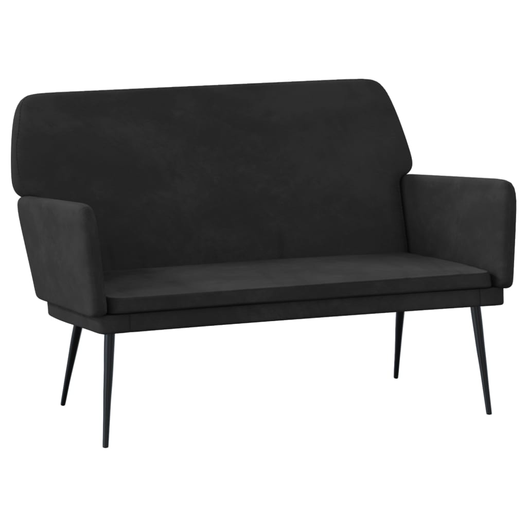 Klupa crna 108 x 35 x 41 cm baršunasta