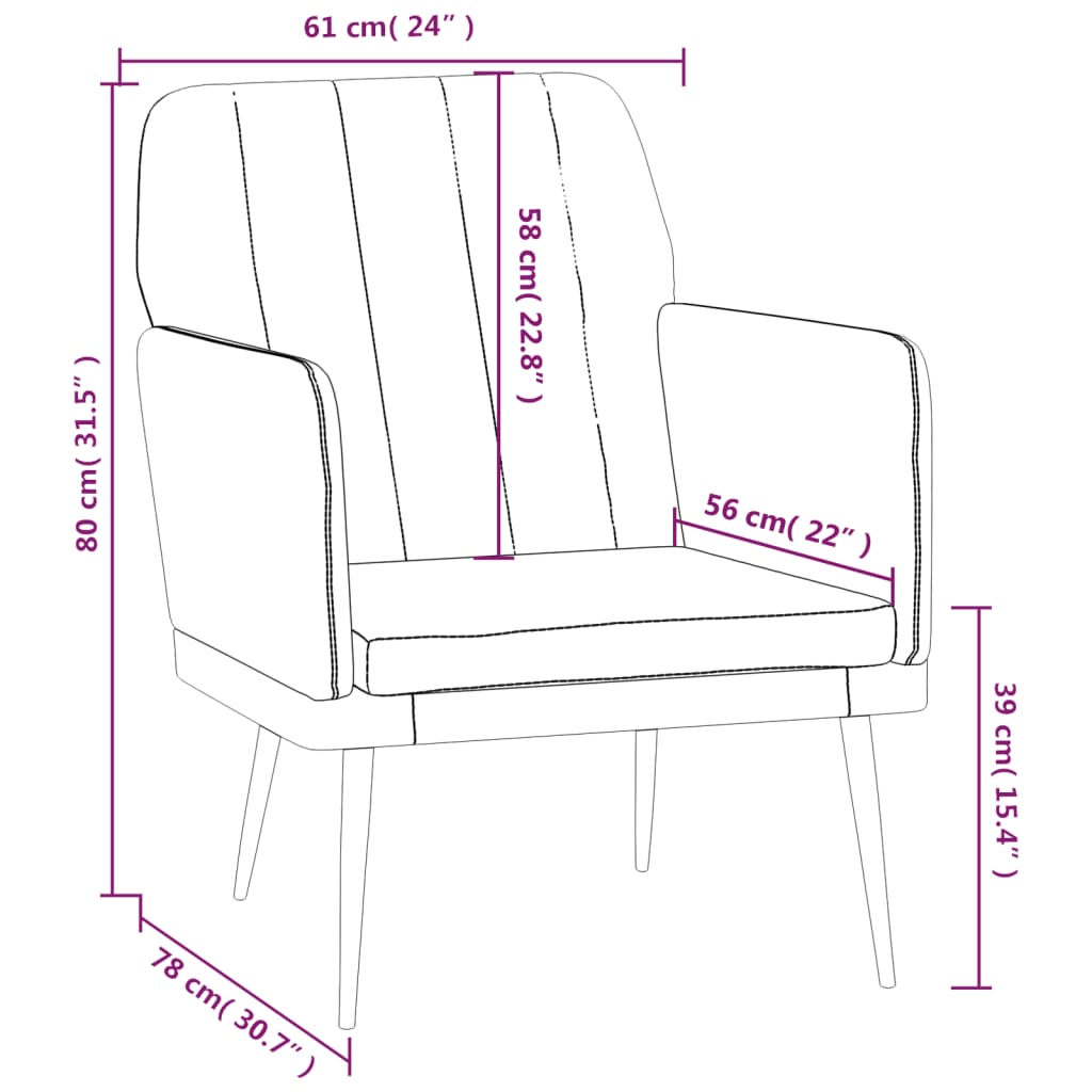 Fotelja krem 61 x 78 x 80 cm od umjetne kože