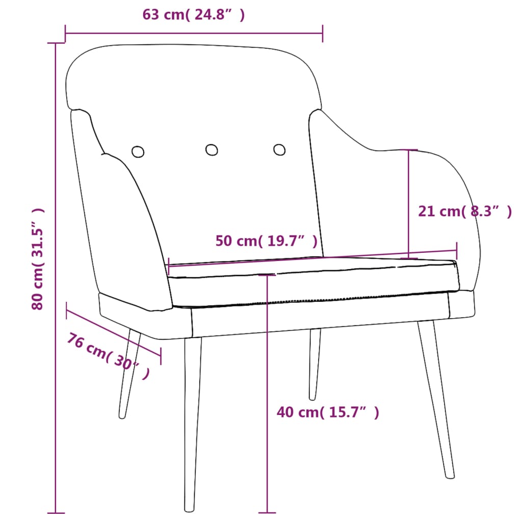 Fotelja crna 63 x 76 x 80 cm od tkanine
