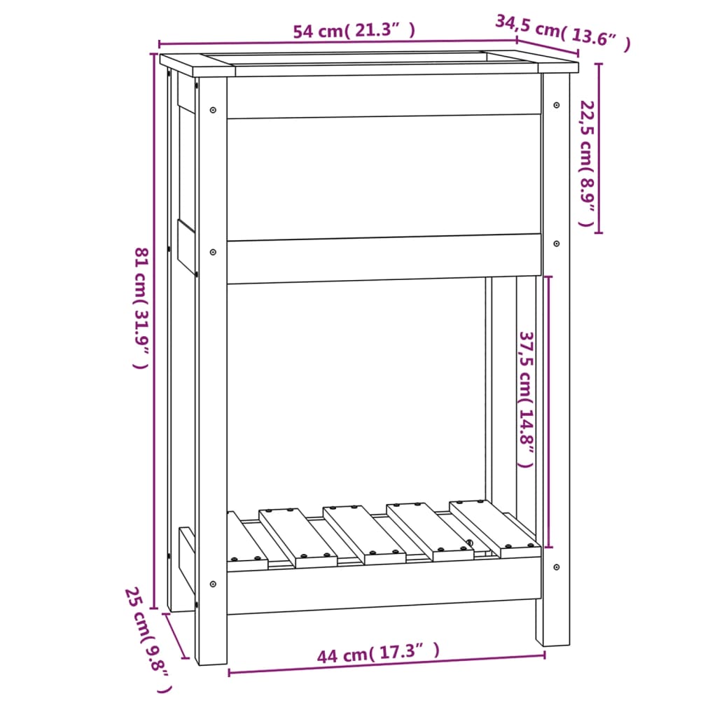 Sadilica s policom siva 54 x 34,5 x 81 cm od masivne borovine