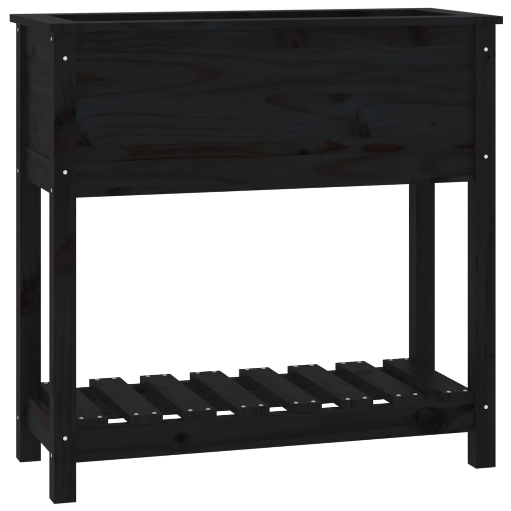 Sadilica s policom crna 82,5x34,5x81 cm od masivne borovine