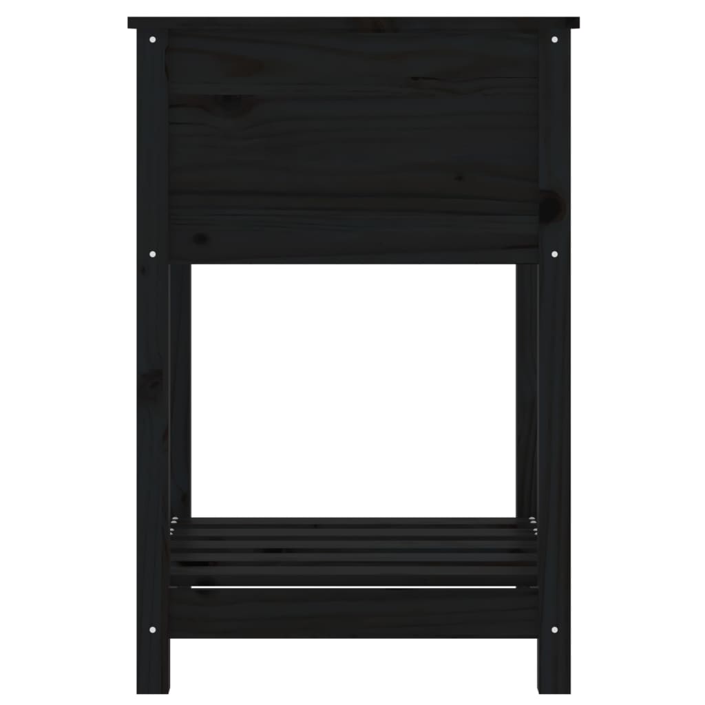 Sadilica s policom crna 54x54x81 cm od masivne borovine