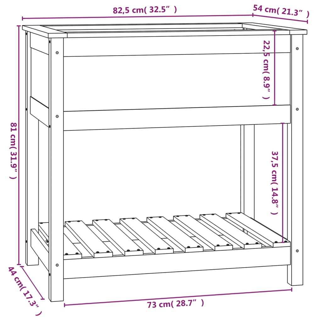 Sadilica s policom siva 82,5x54x81 cm od masivne borovine