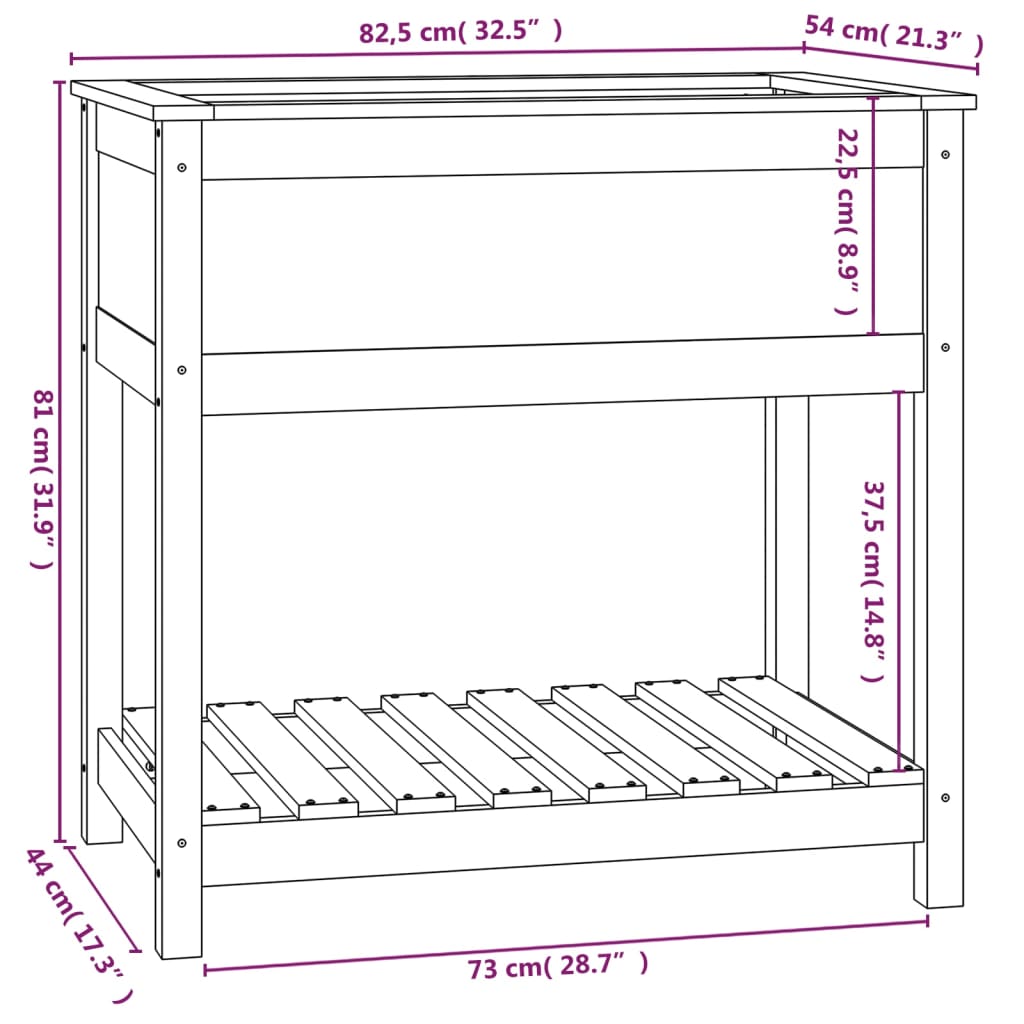Sadilica s policom crna 82,5x54x81 cm od masivne borovine