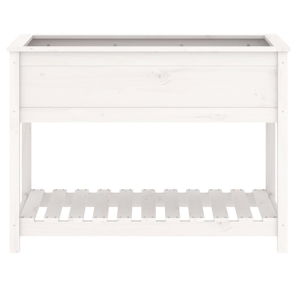Sadilica s policom bijela 111,5x54x81 cm od masivne borovine