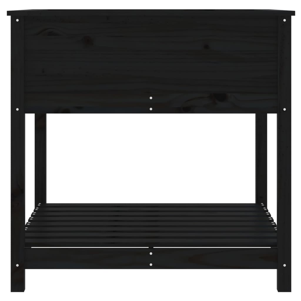 Sadilica s policom crna 82,5x82,5x81 cm od masivne borovine