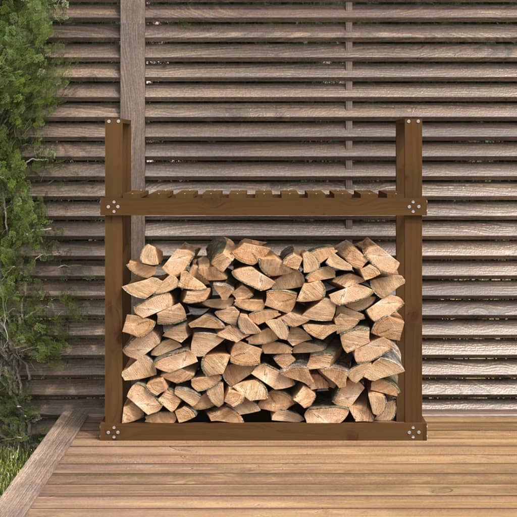 Stalak za drva za ogrjev boja meda 110x35x108,5 cm od borovine