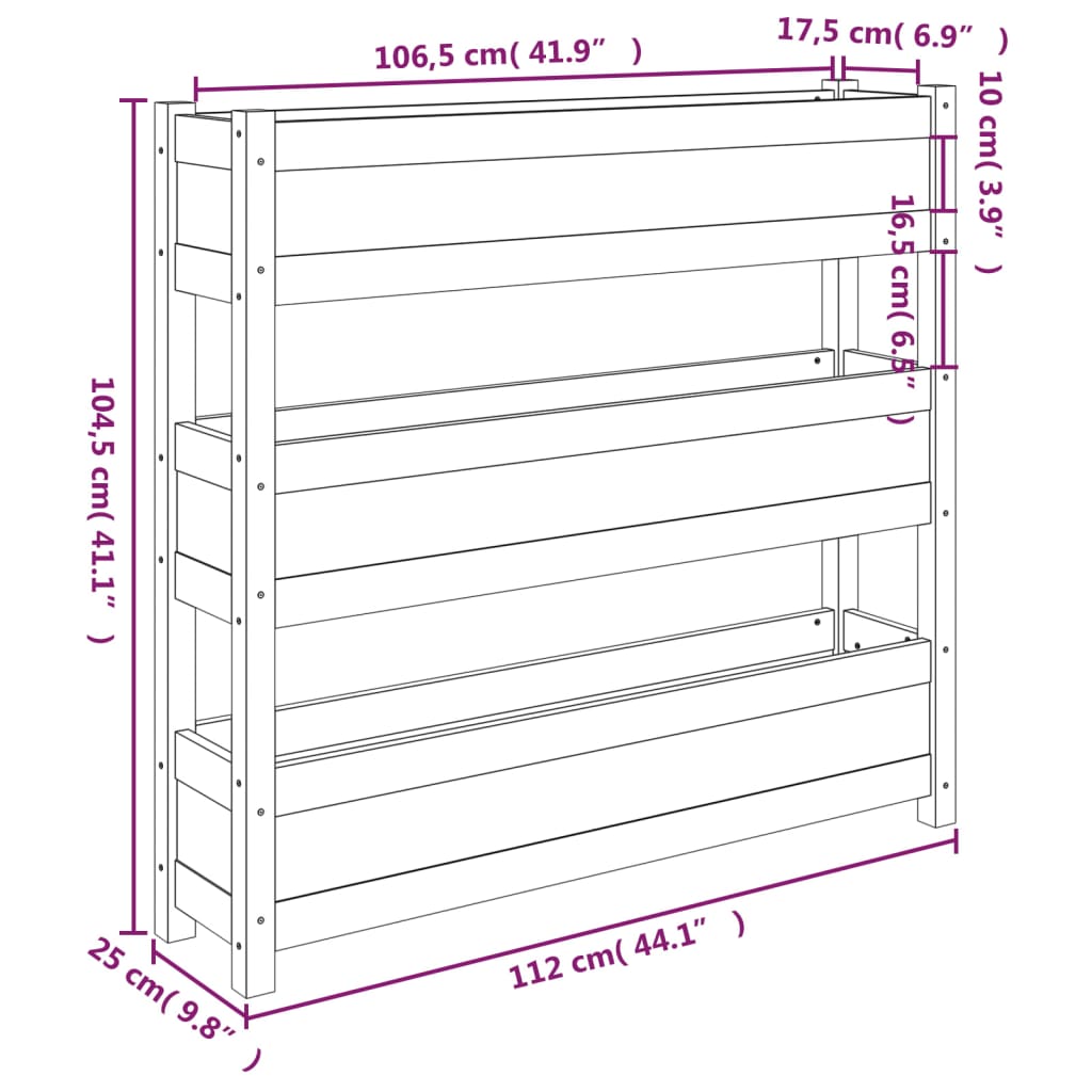 Sadilica crna 112 x 25 x 104,5 cm od masivne borovine