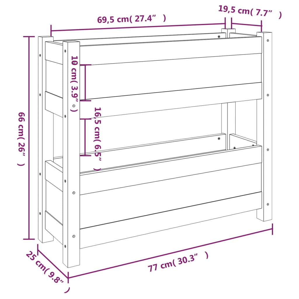 Sadilica crna 77x25x66 cm od masivne borovine