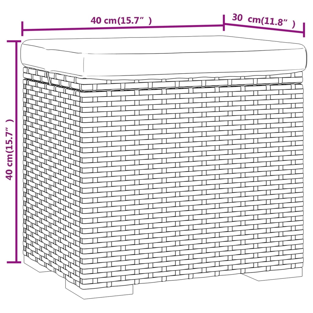 Otoman s jastukom crni 40 x 30 x 40 cm od poliratana