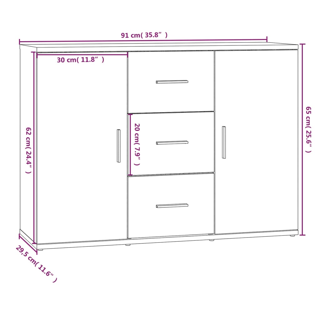 Komoda siva sonome 91x29,5x65 cm konstruirano drvo