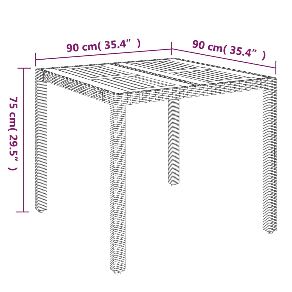 Vrtni stol s drvenom pločom sivi 90 x 90 x 75 cm od poliratana