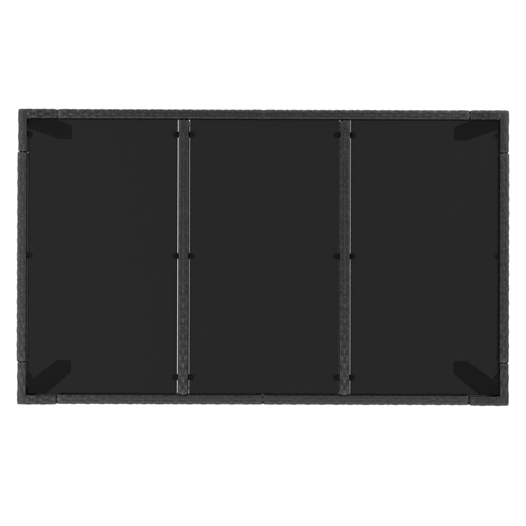 Vrtni stol sa staklenom pločom crni 150x90x75 cm od poliratana