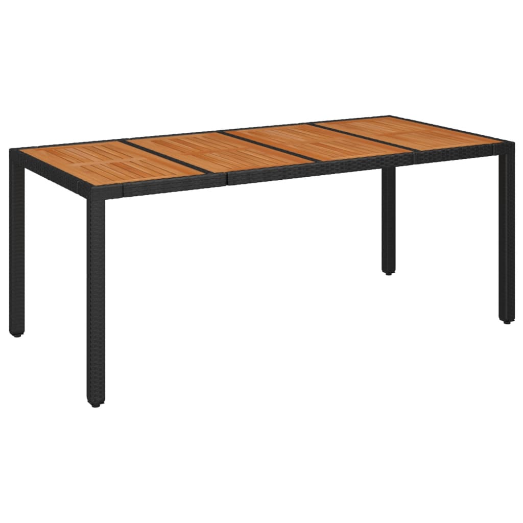 Vrtni stol s drvenom pločom crni 190 x 90 x 75 cm od poliratana