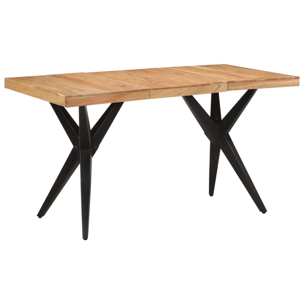 Blagovaonski stol crni 140x70x76 cm od masivnog bagremovog drva
