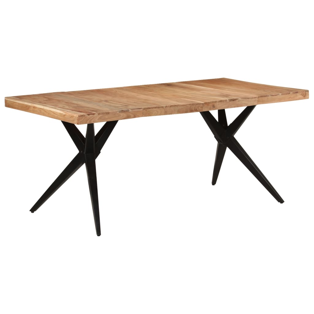Blagovaonski stol crni 180x90x77 cm od masivnog bagremovog drva