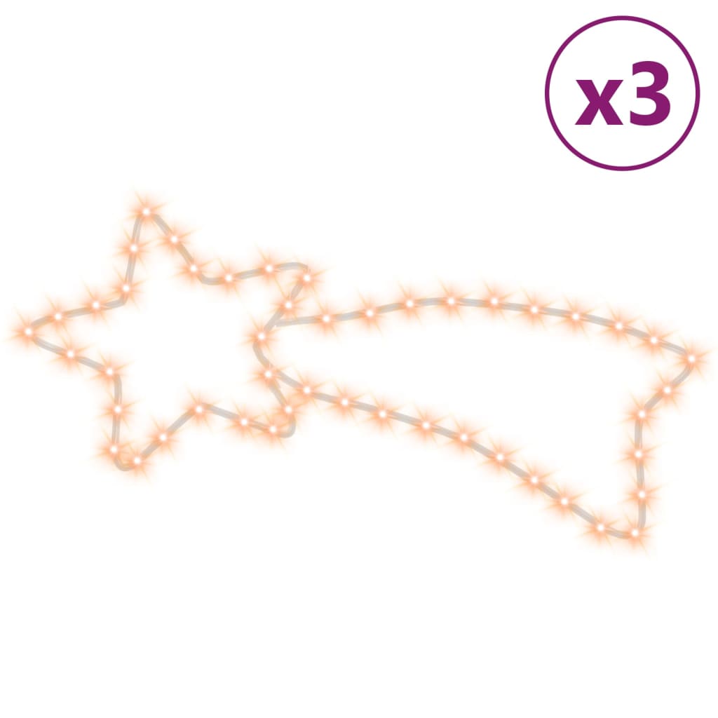 Božićne figure zvijezda 48 LED 3 kom tople bijele 65 x 28 cm