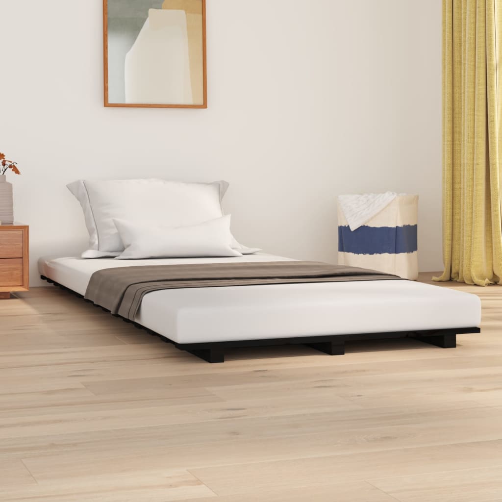Okvir za krevet crni 100 x 200 cm od masivne borovine