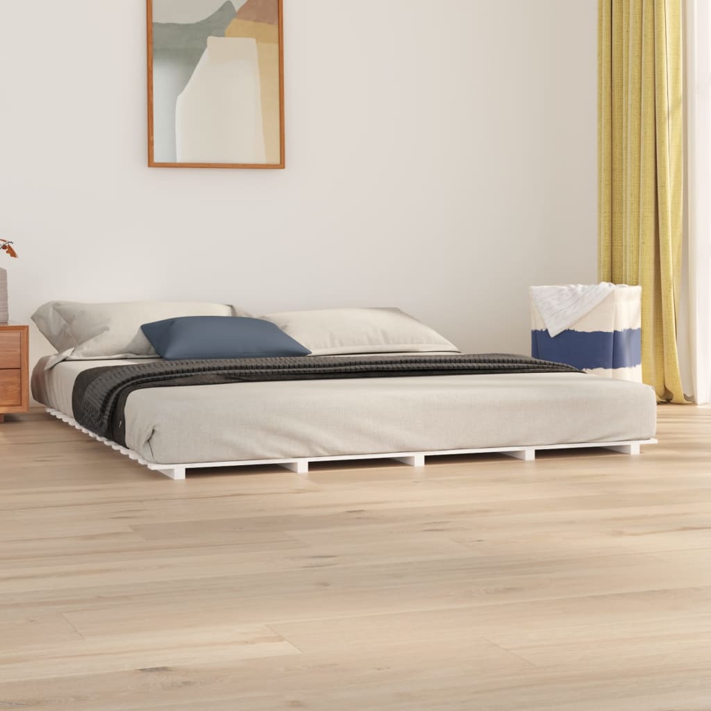 Okvir za krevet bijela 200 x 200 cm od masivne borovine