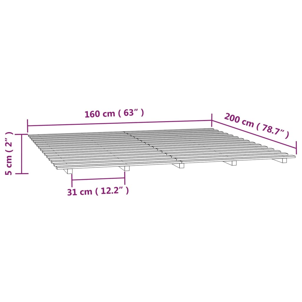 Okvir za krevet 160x200 cm od masivne borovine
