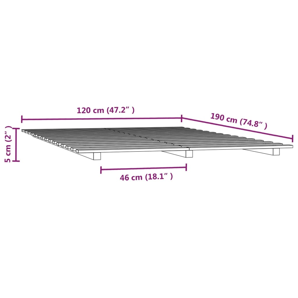 Okvir za krevet bijela 120x190 cm masivna borovina