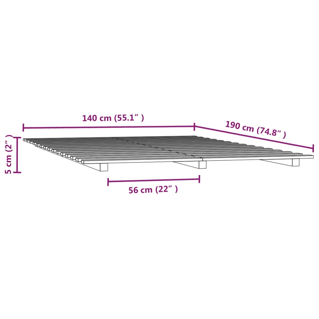 Okvir za krevet 140x190 cm od masivnog drva